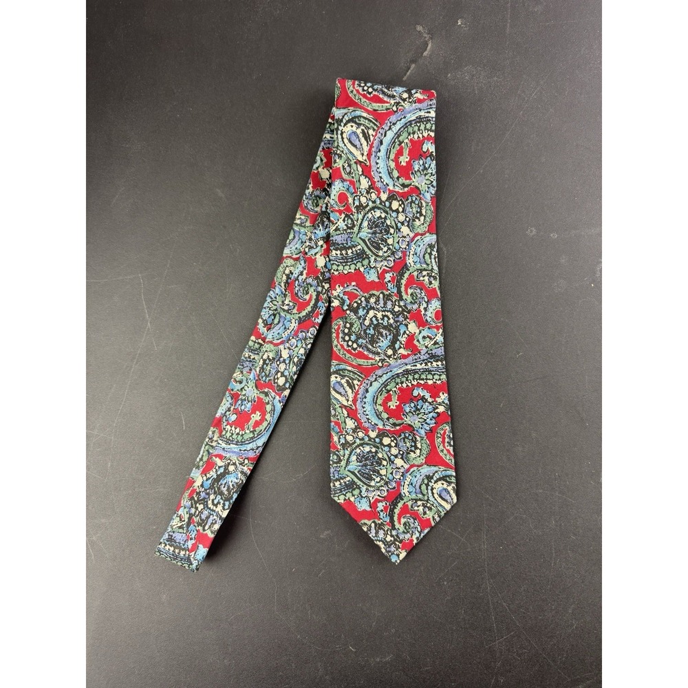 Gino Pompeii Red Paisley Silk Neck Tie